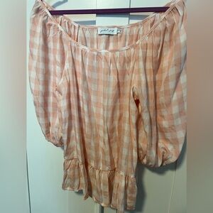 Petal & Pup Peach Plaid Top